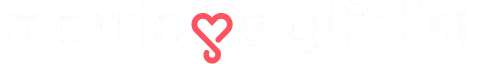 Marriage Gift List Logo using a red heart icon with a swirly tail at the bottom for the letter G